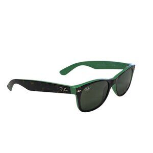 Ray Ban New Wayfarer Tinted Sunglasses, Unisex, Tortoise/Green, Summer